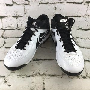 Nike MVP Elite FlyWire Mens Sz 10 Football Shoes White Black Metal Cleats